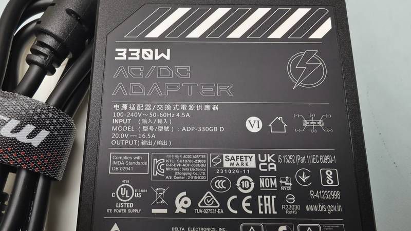 MSI Raider 16 HX B2WI-025TW 330W 變壓器規格
